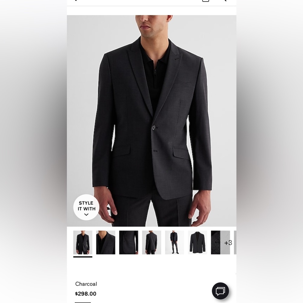 Express suit jacket charcoal gray